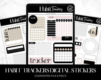 Habit Tracker Digitale Aufkleber, Goodnotes Planer (PNG)