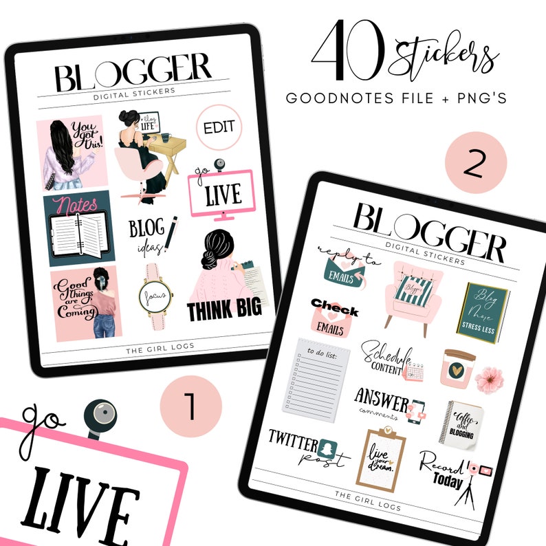 Blogger Stickers, Goodnotes Stickers, Digital Stickers, Blogger Planner ...