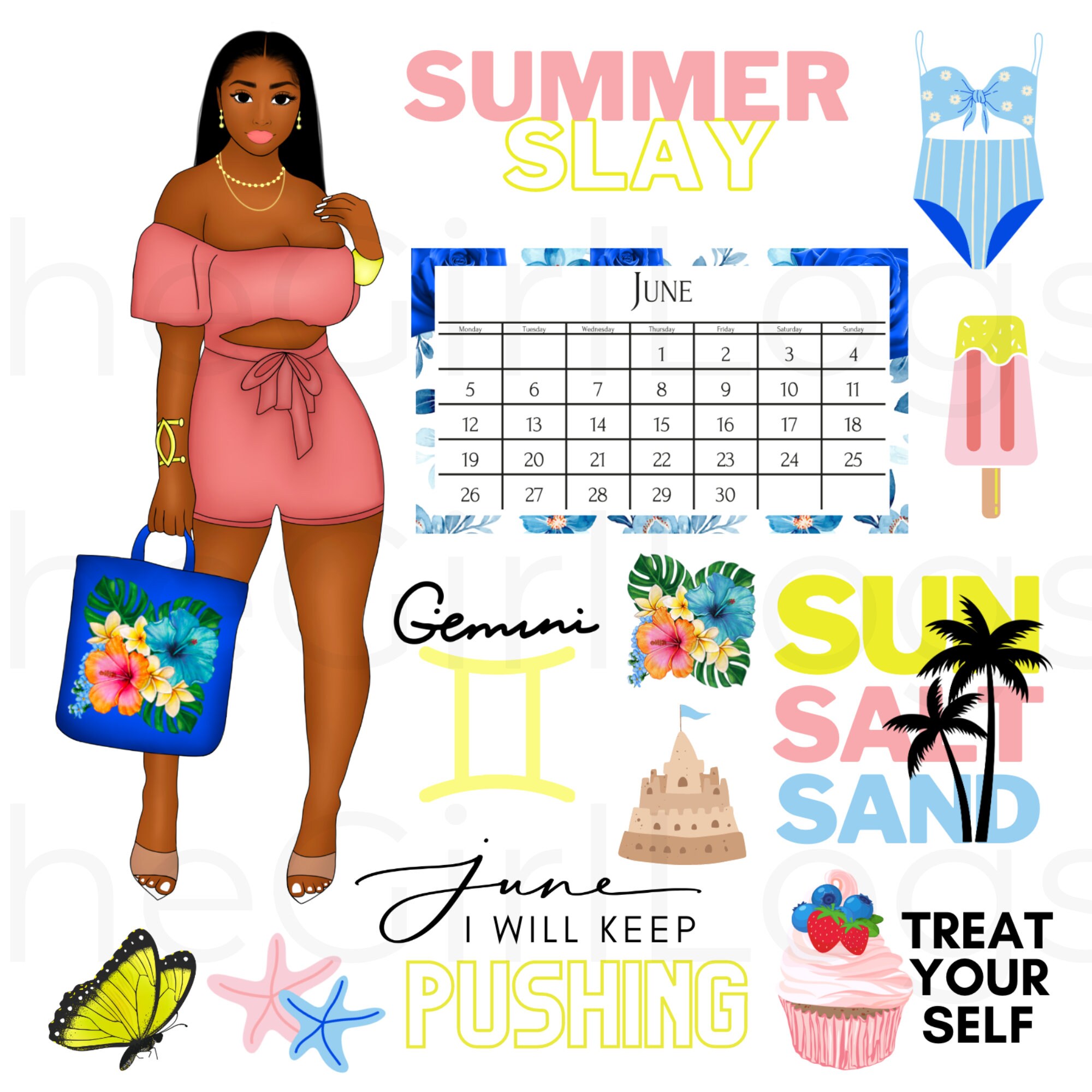 June 2023 Digital Stickers for Goodnotes, June Goodnotes Monthly ...