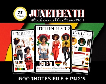 Juneteenth Digital Stickers, 2024 Juneteenth Stickers, June Digital Stickers, Black Women Digital Stickers, African American Stickers