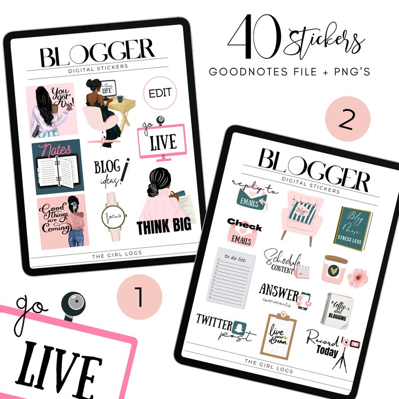 Goodnotes Stickers Blogger Stickers Digital Stickers - Etsy