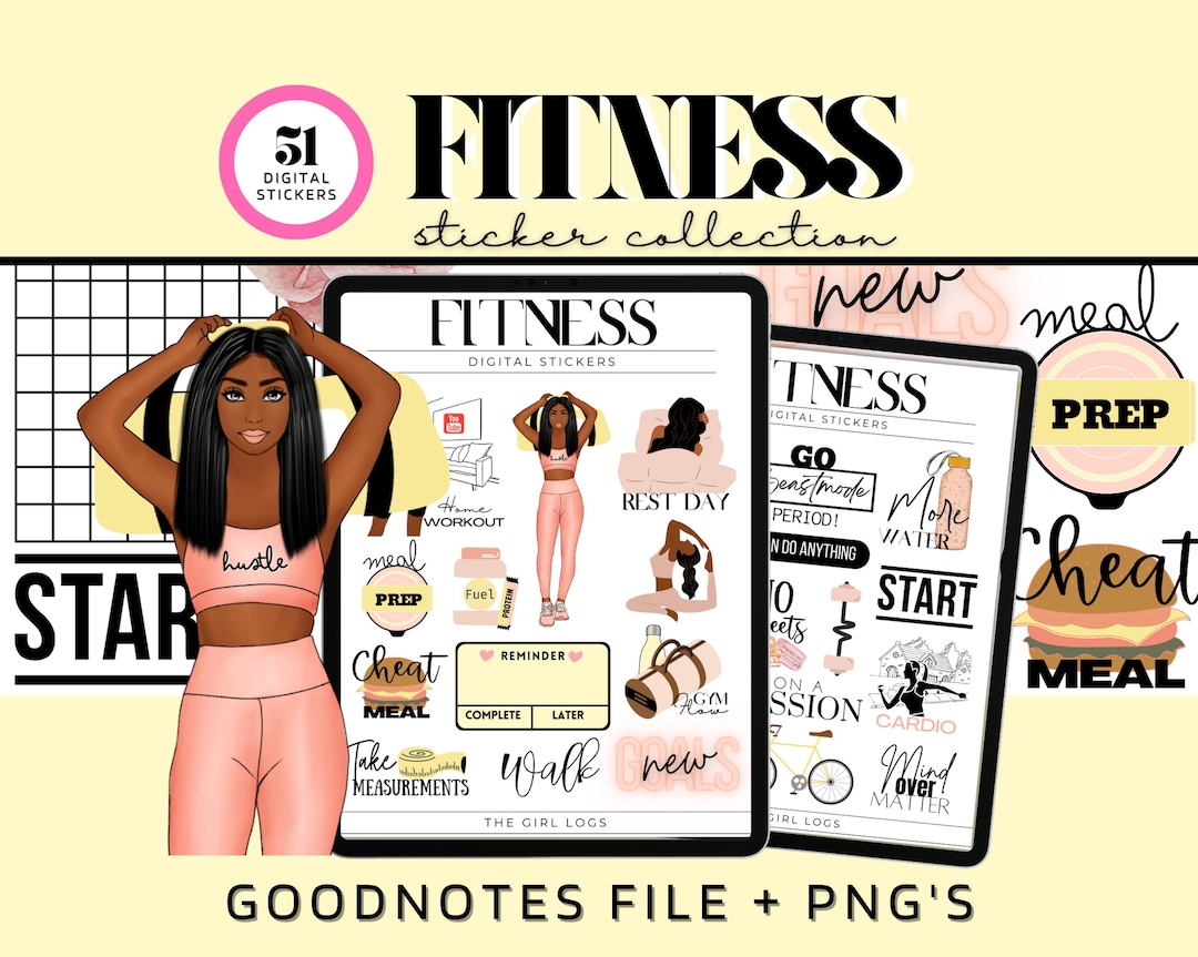 Goodnotes Stickers, Fitness Stickers, Digital Fitness Stickers, Fitness ...