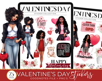 Valentine's Day Digital Stickers, Goodnotes Pre-Cropped Digital Stickers, February Monthly Stickers, Valentines Stickers for Digital Planner