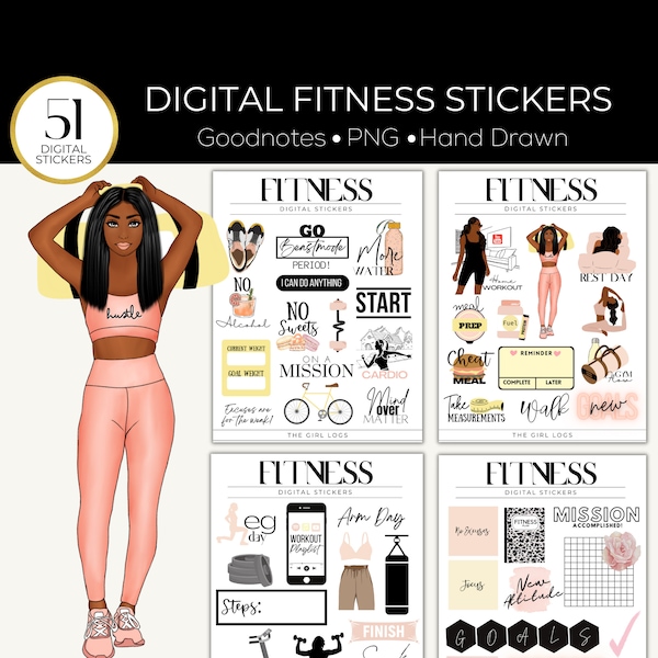Goodnotes Stickers, Fitness Stickers, Digital Fitness Stickers, Fitness Planner, Digital Stickers, Workout Goodnotes, Planner Stickers