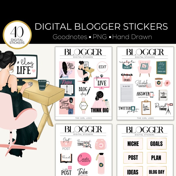 Blogger Stickers, Goodnotes Stickers, Digital Stickers, Blogger Planner, Digital Goodnotes, Digital Planner, Planner Stickers, IPad Planner