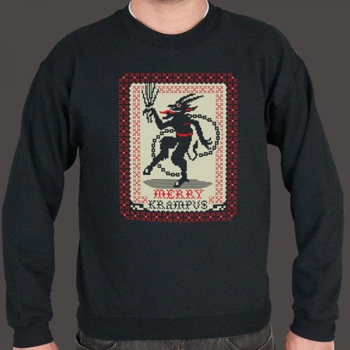 Black Merry Krampus Christmas Sweater 