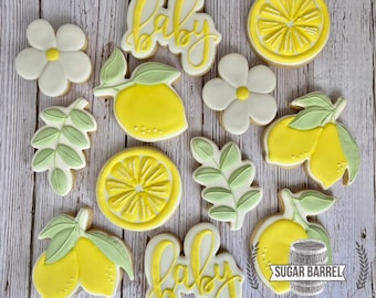 Lemon Themed Baby Shower Sugar Cookies