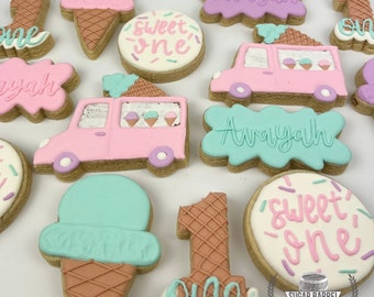 Sweet One Ice Cream First Birthday Cookies
