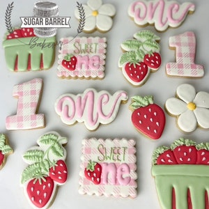 Strawberry &quot;Sweet One&quot; First Birthday Cookies