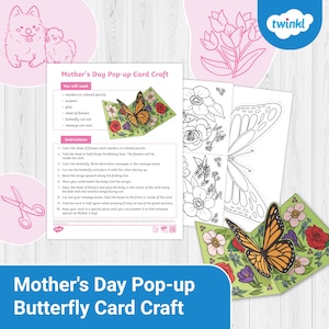Cartão de borboleta pop-up para o dia das mães