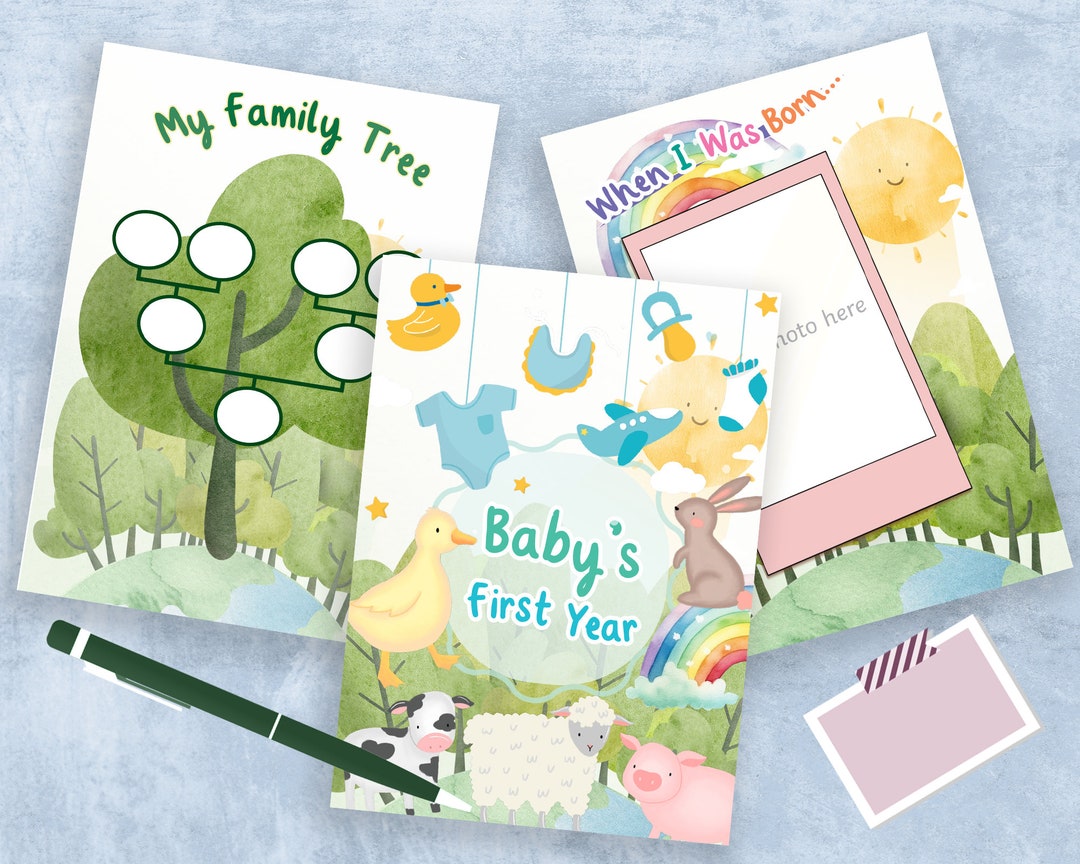 Baby's First Year Journal New Baby Photo Album Memory Maker Printable ...