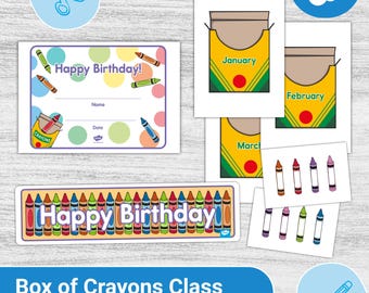 Box of Crayons Class Birthdays Bulletin Board Pack