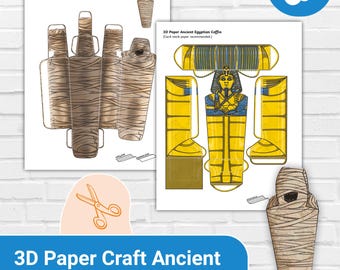 Manualidad de papel 3D de una momia egipcia antigua