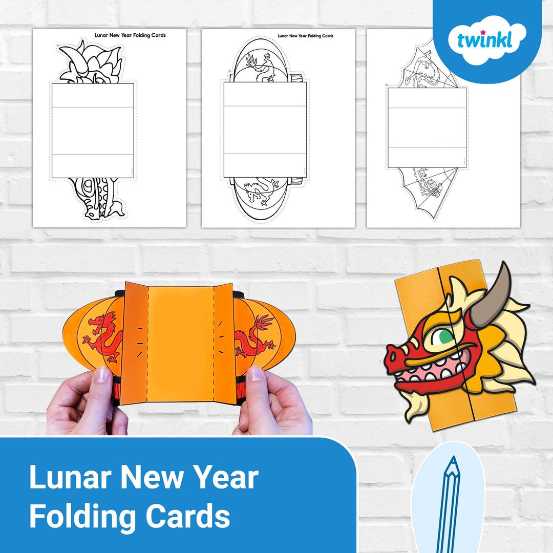 Lunar New Year Folding Cards – Printable Holiday Greeting Cards for ...