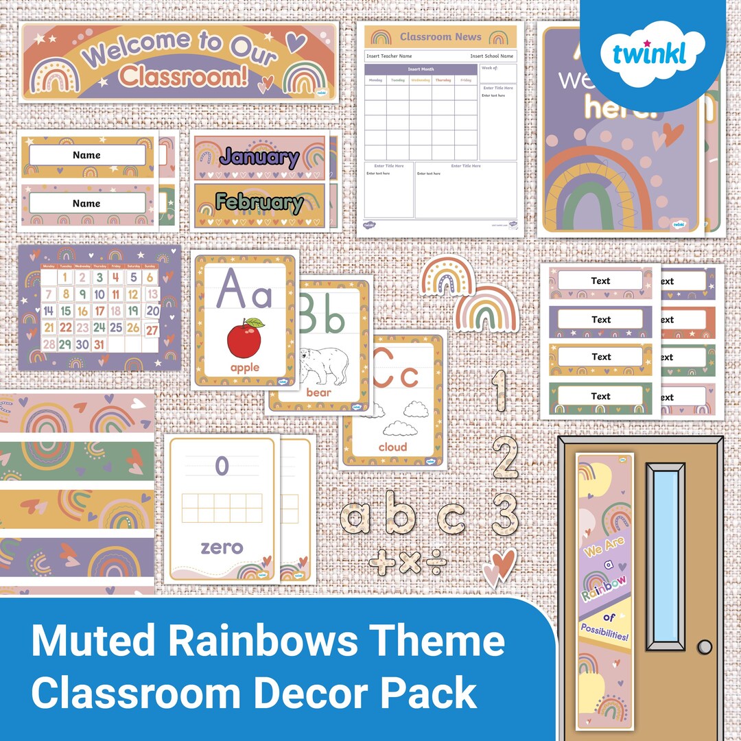 Muted Rainbows Theme Classroom Decor Pack - Etsy