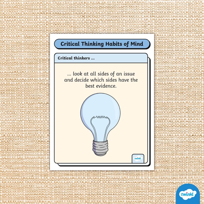 Critical Thinking Habits of the Mind Posters - Etsy