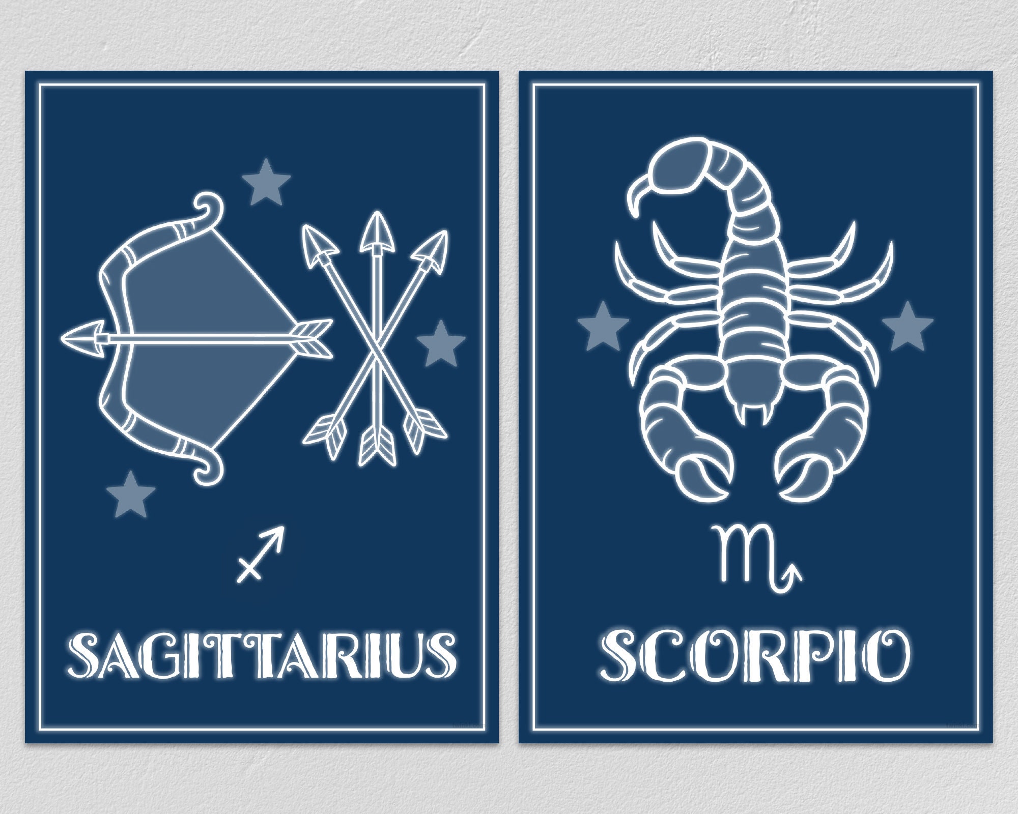 12 Zodiac Sign Printable Cards Star Sign Astrology Cards Instant ...