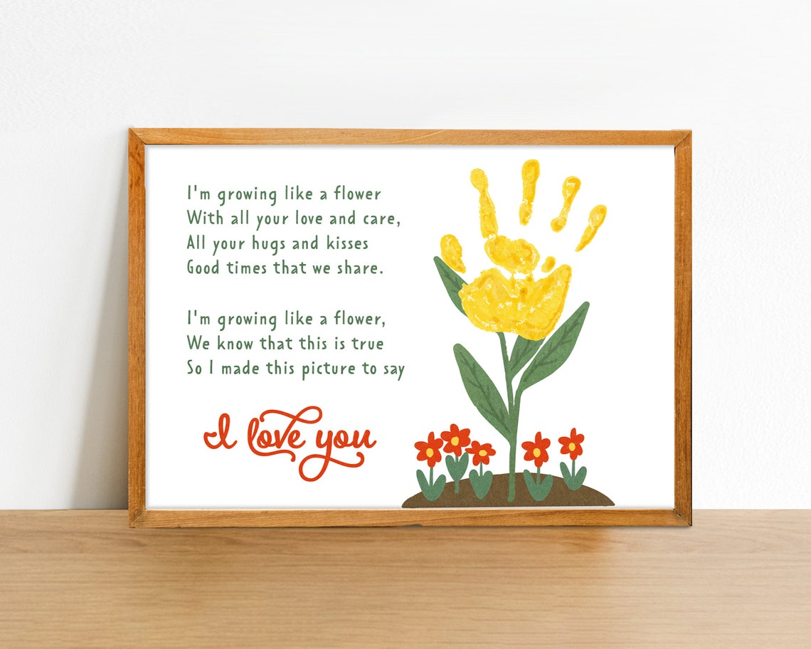 Flower Poem Handprint Art | Mother's Day Gift (digital Download) - Etsy