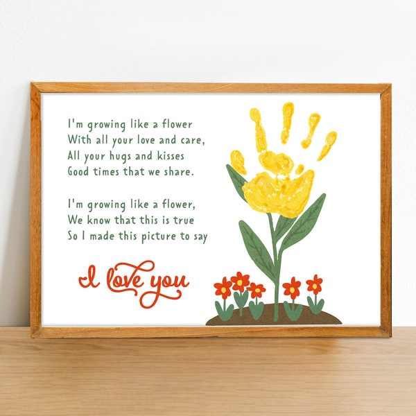 Growing Like A Flower Poem & Handprint Printable Poster | Handprint Poster to Print | Mother's Day Gift | Instant Download