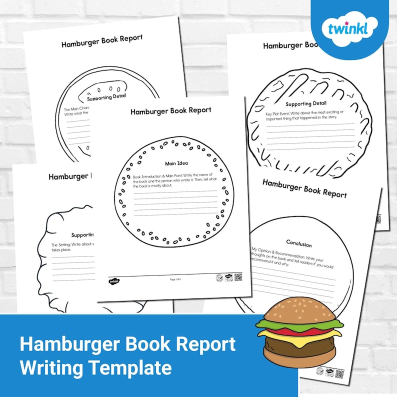 Hamburger Book Report Writing Template – Fun Printable Writing Activity ...