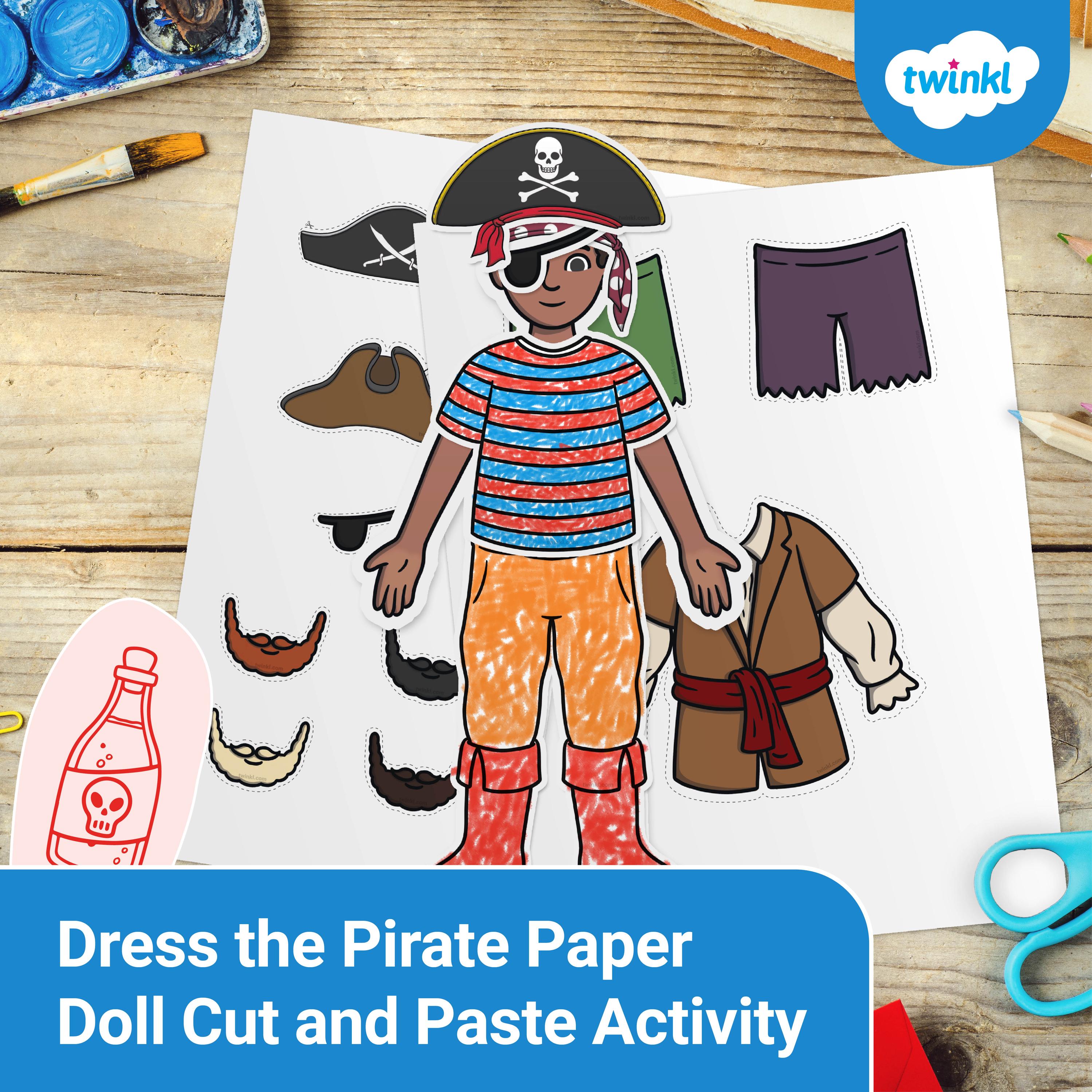 Dress the Pirate Paper Doll - Cut and Paste Activity for Kids
