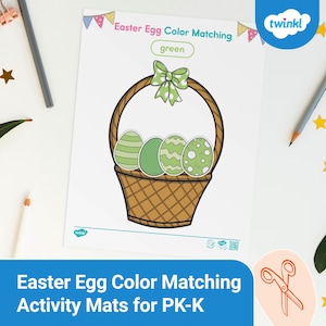 Easter Egg Color Matching Activity Mats for Pre School