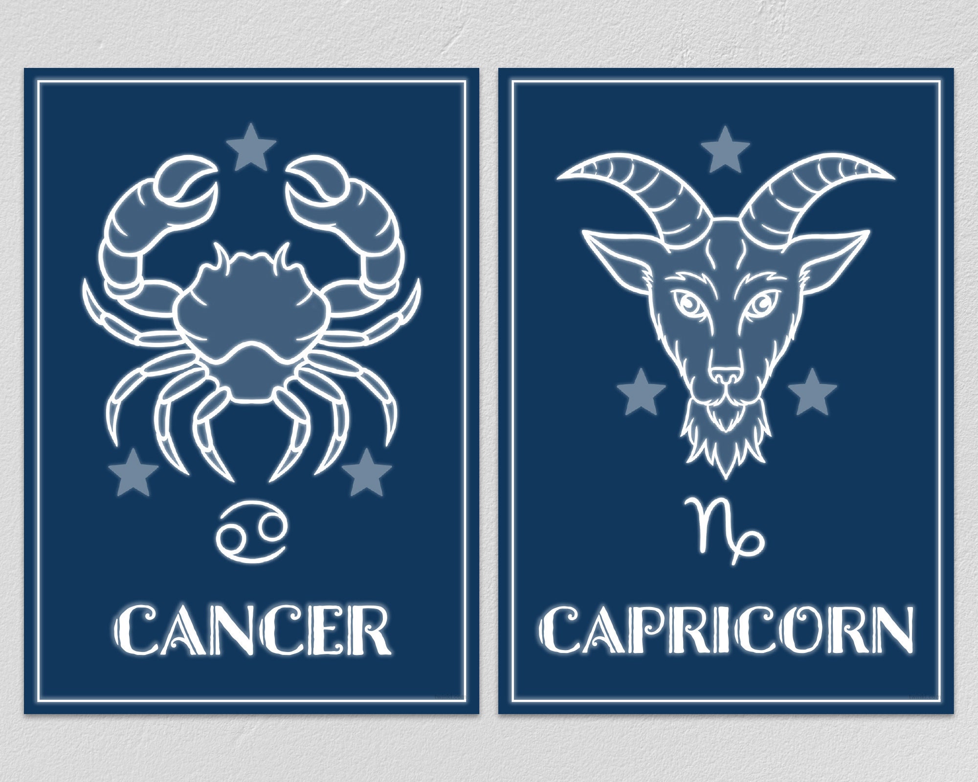 12 Zodiac Sign Printable Cards Star Sign Astrology Cards Instant ...