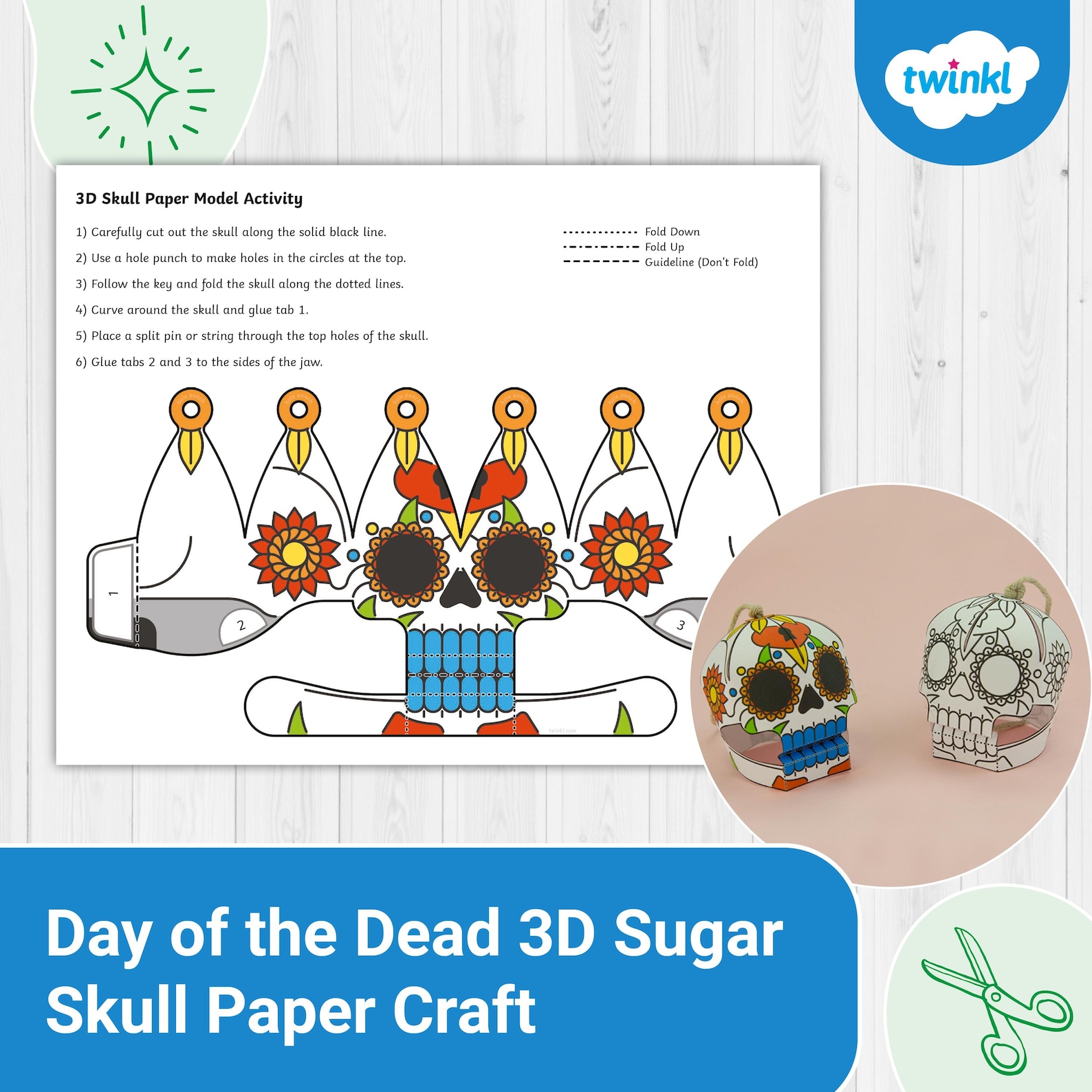 Day of the Dead 3D Sugar Skull Paper Craft - Etsy