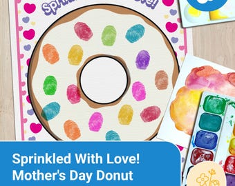 Sprinkled With Love! Mother&#39;s Day Donut Fingerprint Painting Craft