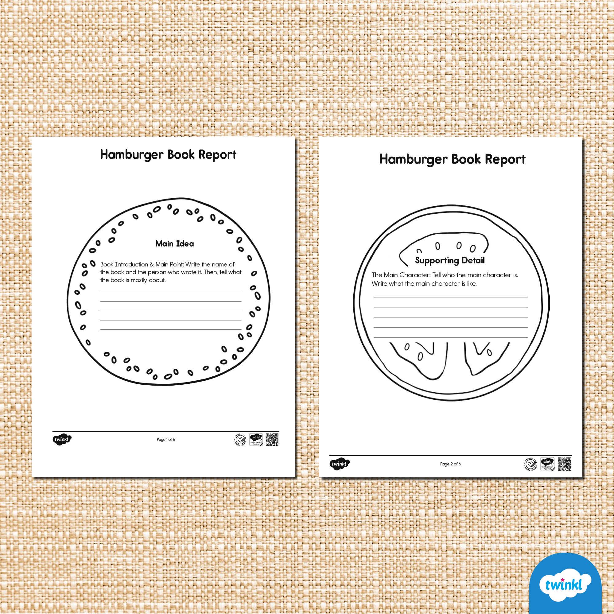Hamburger Book Report Writing Template – Fun Printable Writing Activity ...