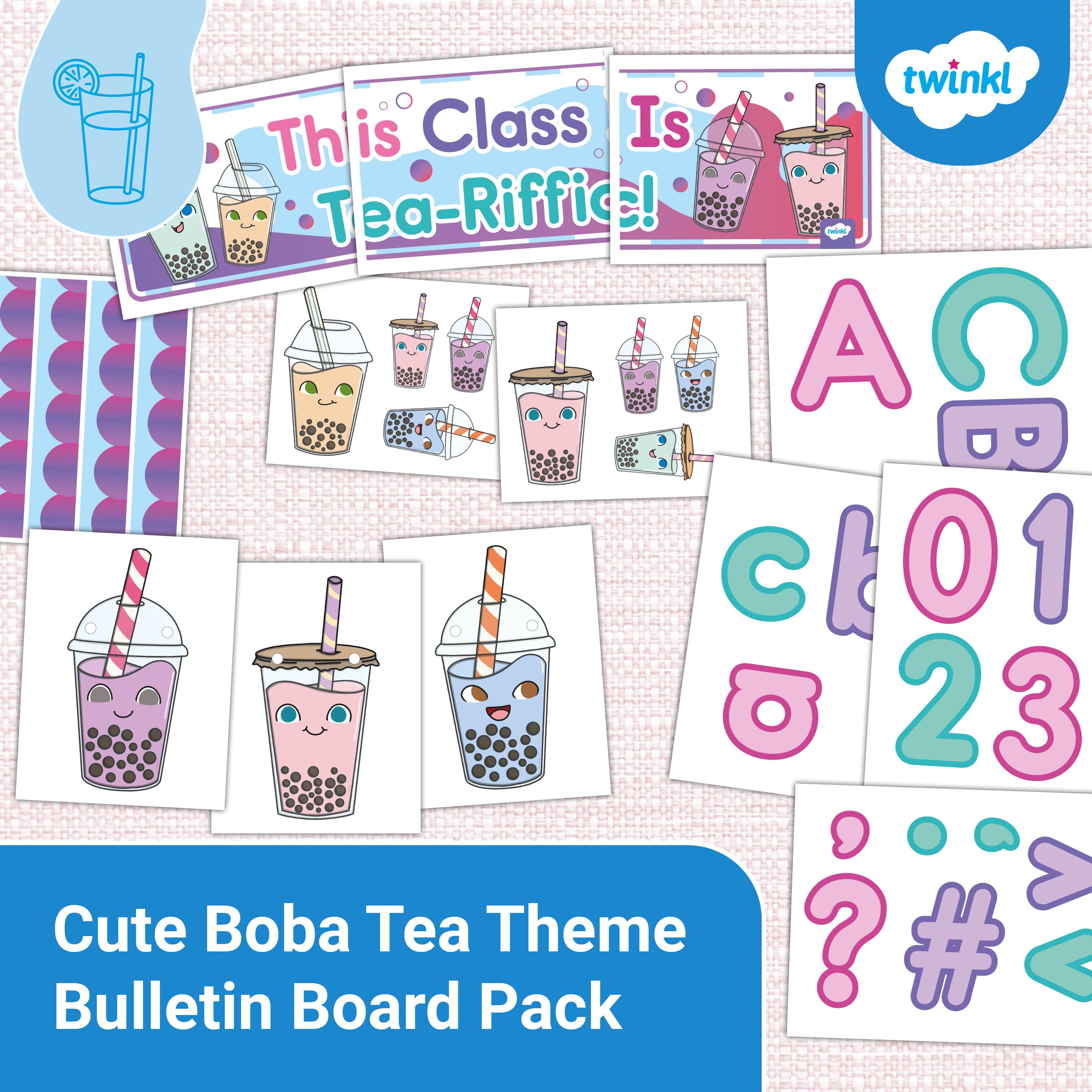 Cute Boba Tea Theme Bulletin Board Pack
