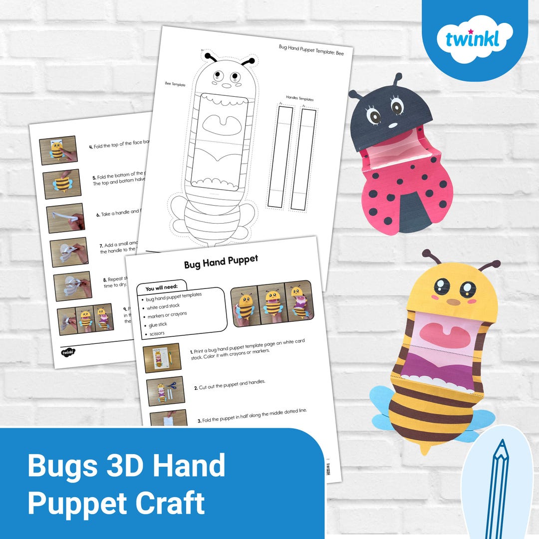 Paper Insect Puppet Bugs Paper Hand Puppet Kids Craft - Etsy