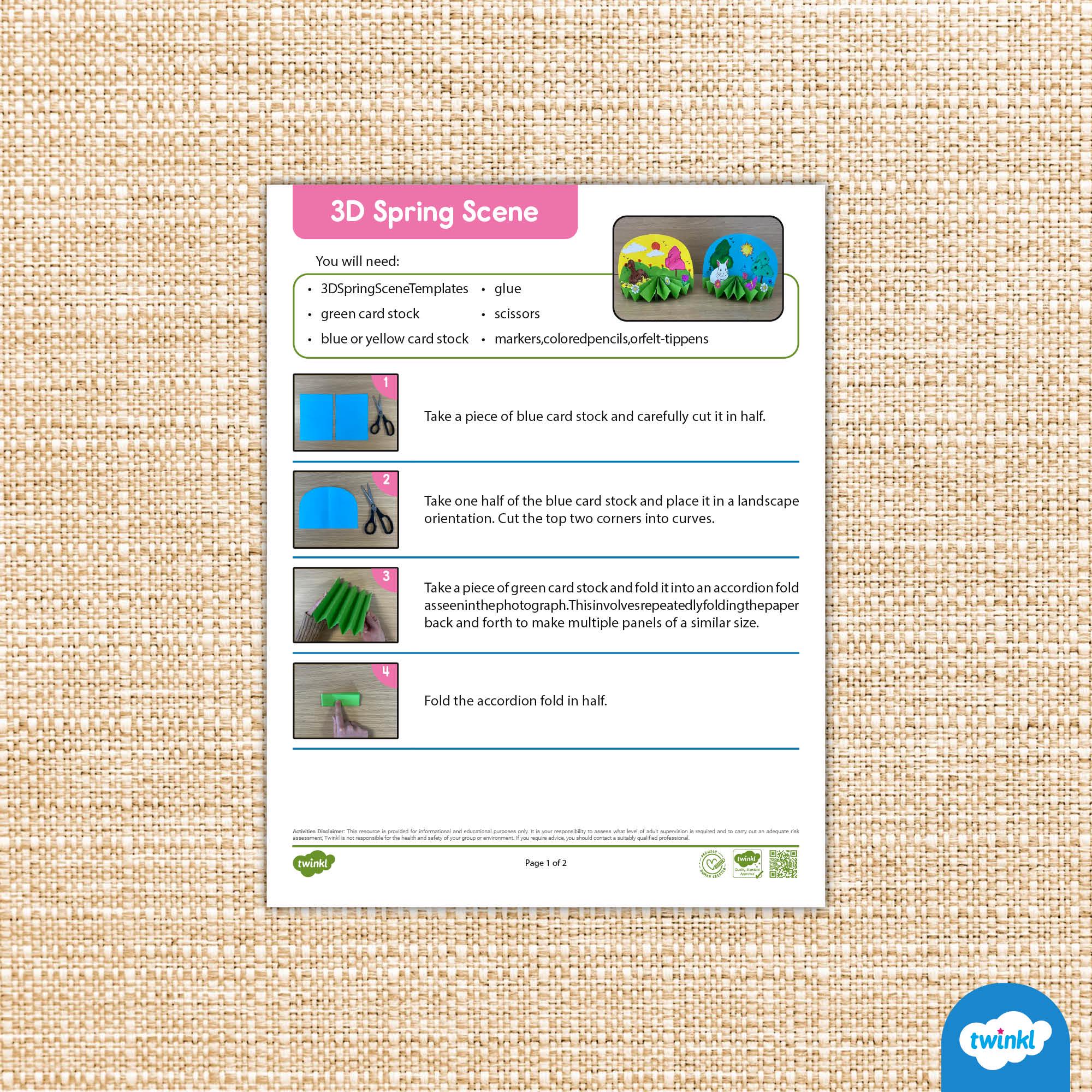 Spring 3D Scene | Kids Paper Craft - Etsy