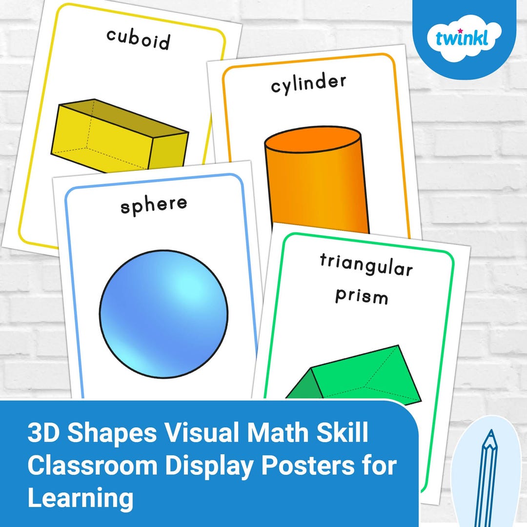 3D Shapes Visual Math Skill Classroom Display Posters - Etsy