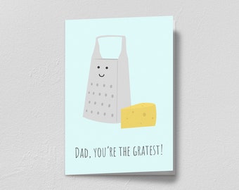Dad You're The Gratest Printable Card, happy bday pun card for dad, printable birthday card for him, funny joke gift card for father's day
