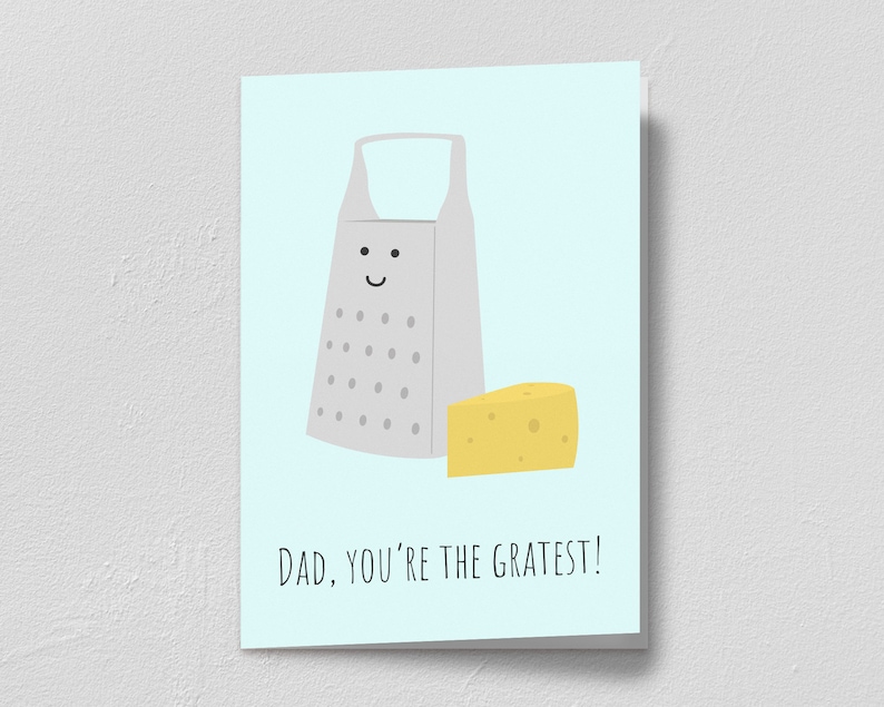 Dad You're The Gratest Printable Card, happy bday pun card for dad, printable birthday card for him, funny joke gift card for father's day image 1