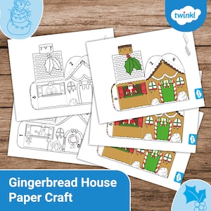 Printable Gingerbread House 3D Paper Craft for Kids