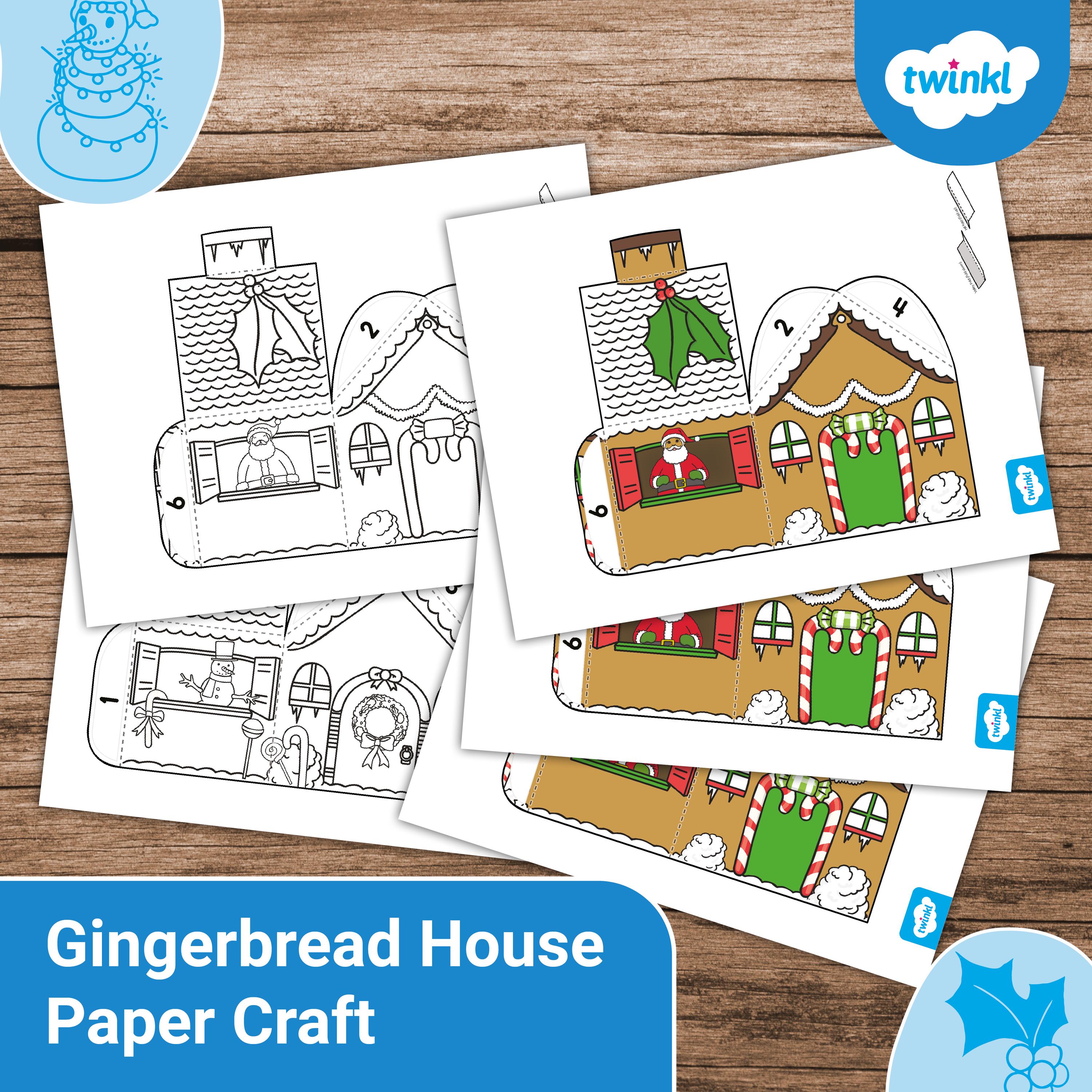 Printable Gingerbread House 3D Paper Craft for Kids
