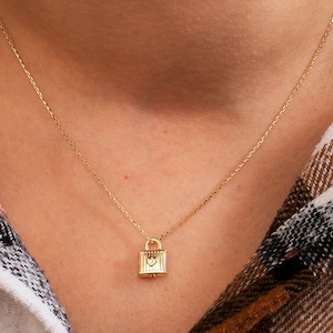 14K Solid Gold Vorhängeschloss Urne Anhänger Halskette für Asche - Erinnerungsschmuck - Einzigartiger Aschehalter Charm Geschenk für Sie