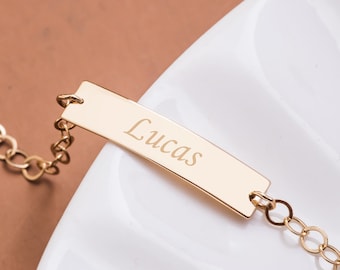 Bracciali Bracciale Con Targa Pieno Da Bambino&a In Oro 18 Carati Grumetta Riportino Satinata Art27573 - Foto 5