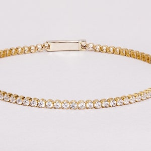 Tennis Bracelet, 14K Solid Gold Dainty Tennis Bracelet, Delicate Bridal Bracelet, CZ Tennis Bracelet, Wedding Jewelry, 2 mm Tennis Bracelet