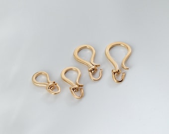 Echt Gold Drehverschluss, Charm Wrapper Haken, 14K 18K Massivgold