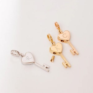 14K 18K Solid Gold Tiny Heart Key Urn Kremacja Naszyjnik, Pamiątkowy Naszyjnik, Tata Mama Dziecko Syn Pet Prochy, Niestandardowy Grawerowany Naszyjnik Serce Klucz