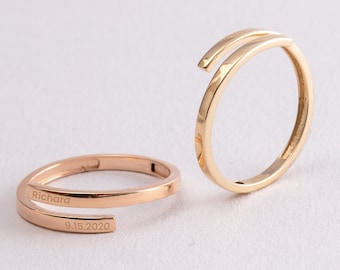 14K 18K Solid Gold Custom Wrap Ring, Personalized Engraved Name Band