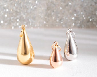 Tear Drop Cremation Urn Necklace in 14K Real Gold, Keepsake Memorial Pendant, Gold Ash Holder Necklace, Dad Mom Baby Son Ashes, Urn Teardrop