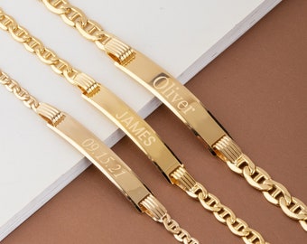 14K Real Gold ID Bracelet for Babies, Customize Baby Girl Boy Bracelet, Custom Baby Name Engrave Gold Medical ID Bracelet, Baby Shower Gift