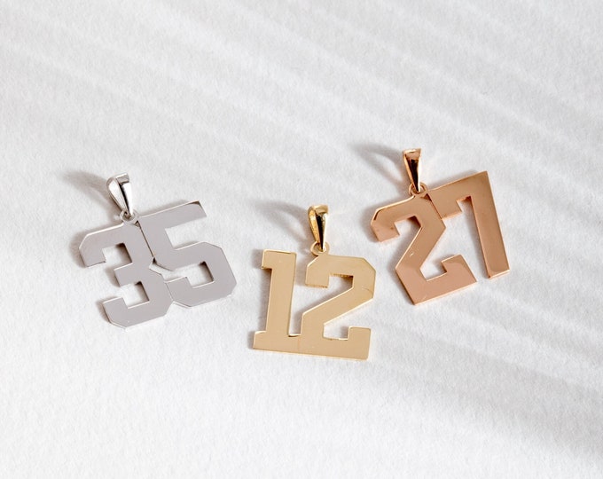 Custom Number Pendant Necklace - Personalized Jersey Number Charm - Sports Fan Jewelry