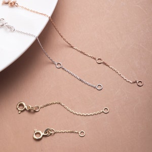 14K 18K 本物のゴールドネックレスまたはブレスレットエクステンダー、ペンダント用延長チェーン、取り外し可能な純金チェーンリンク、最大1 2 3 4インチまで調節可能