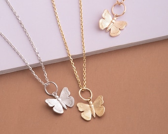 Dainty Charm, Gold Butterfly Pendant, Delicate Jewelry Gift for Her