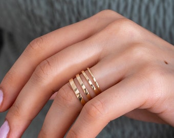 14K Solid Gold Wedding Band, Thin Stacking Ring, Promise Ring